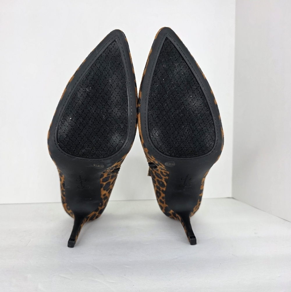 Jessica Simpson 3.5 Stiletto Heels Faux Leopard Print Suede Side Zipper Size 9.5 - Picture 10 of 12